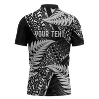 New Zealand Rugby Pacific Personalised Zipper Polo Shirt All Black Maori Pasifika Fern Pattern - Polynesian Pride