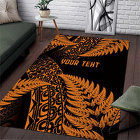 New Zealand Rugby Pacific Personalised Area Rug All Gold Maori Pasifika Fern Pattern