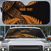 New Zealand Rugby Pacific Personalised Auto Sun Shade All Gold Maori Pasifika Fern Pattern - Polynesian Pride