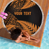 New Zealand Rugby Pacific Personalised Beach Blanket All Gold Maori Pasifika Fern Pattern