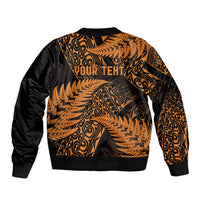 New Zealand Rugby Pacific Personalised Bomber Jacket All Gold Maori Pasifika Fern Pattern