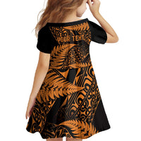 New Zealand Rugby Pacific Personalised Family Matching Off Shoulder Maxi Dress and Hawaiian Shirt All Gold Maori Pasifika Fern Pattern