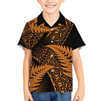 New Zealand Rugby Pacific Personalised Family Matching Off Shoulder Maxi Dress and Hawaiian Shirt All Gold Maori Pasifika Fern Pattern