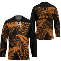 New Zealand Rugby Pacific Personalised Hockey Jersey All Gold Maori Pasifika Fern Pattern - Polynesian Pride