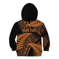 New Zealand Rugby Pacific Personalised Kid Hoodie All Gold Maori Pasifika Fern Pattern