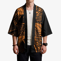 New Zealand Rugby Pacific Personalised Kimono All Gold Maori Pasifika Fern Pattern - Polynesian Pride