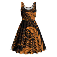 New Zealand Rugby Pacific Personalised Midi Dress All Gold Maori Pasifika Fern Pattern - Polynesian Pride