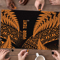 New Zealand Rugby Pacific Personalised Puzzle All Gold Maori Pasifika Fern Pattern - Polynesian Pride
