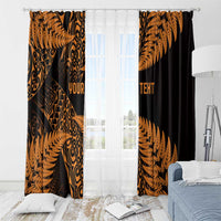 New Zealand Rugby Pacific Personalised Window Curtain All Gold Maori Pasifika Fern Pattern