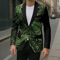 New Zealand Rugby Pacific Personalised Blazer All Lime Maori Pasifika Fern Pattern - Polynesian Pride