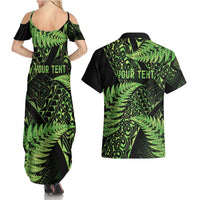 New Zealand Rugby Pacific Personalised Couples Matching Summer Maxi Dress and Hawaiian Shirt All Lime Maori Pasifika Fern Pattern