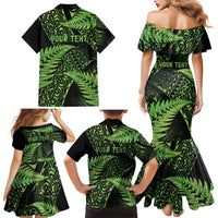 New Zealand Rugby Pacific Personalised Family Matching Mermaid Dress and Hawaiian Shirt All Lime Maori Pasifika Fern Pattern