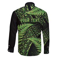 New Zealand Rugby Pacific Personalised Family Matching Off The Shoulder Long Sleeve Dress and Hawaiian Shirt All Lime Maori Pasifika Fern Pattern