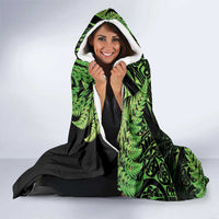 New Zealand Rugby Pacific Personalised Hooded Blanket All Lime Maori Pasifika Fern Pattern
