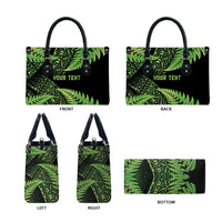 New Zealand Rugby Pacific Personalised Leather Bag All Lime Maori Pasifika Fern Pattern - Polynesian Pride