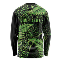 New Zealand Rugby Pacific Personalised Long Sleeve Shirt All Lime Maori Pasifika Fern Pattern