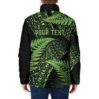 New Zealand Rugby Pacific Personalised Padded Jacket All Lime Maori Pasifika Fern Pattern - Polynesian Pride