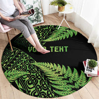 New Zealand Rugby Pacific Personalised Round Carpet All Lime Maori Pasifika Fern Pattern