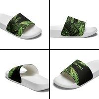 New Zealand Rugby Pacific Personalised Slide Sandals All Lime Maori Pasifika Fern Pattern - Polynesian Pride
