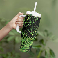 New Zealand Rugby Pacific Personalised Tumbler With Handle All Lime Maori Pasifika Fern Pattern