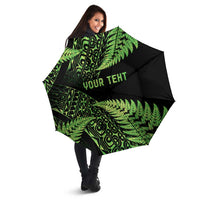 New Zealand Rugby Pacific Personalised Umbrella All Lime Maori Pasifika Fern Pattern - Polynesian Pride
