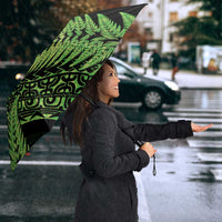 New Zealand Rugby Pacific Personalised Umbrella All Lime Maori Pasifika Fern Pattern - Polynesian Pride