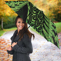 New Zealand Rugby Pacific Personalised Umbrella All Lime Maori Pasifika Fern Pattern - Polynesian Pride