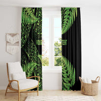New Zealand Rugby Pacific Personalised Window Curtain All Lime Maori Pasifika Fern Pattern