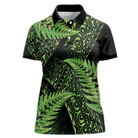 New Zealand Rugby Pacific Personalised Women Polo Shirt All Lime Maori Pasifika Fern Pattern