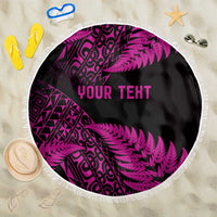New Zealand Rugby Pacific Personalised Beach Blanket All Pink Maori Pasifika Fern Pattern