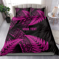 New Zealand Rugby Pacific Personalised Bedding Set All Pink Maori Pasifika Fern Pattern