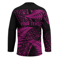 New Zealand Rugby Pacific Personalised Hockey Jersey All Pink Maori Pasifika Fern Pattern - Polynesian Pride