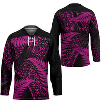New Zealand Rugby Pacific Personalised Hockey Jersey All Pink Maori Pasifika Fern Pattern - Polynesian Pride