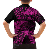 New Zealand Rugby Pacific Personalised Kid Hawaiian Shirt All Pink Maori Pasifika Fern Pattern