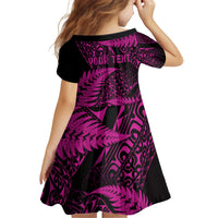New Zealand Rugby Pacific Personalised Kid Short Sleeve Dress All Pink Maori Pasifika Fern Pattern