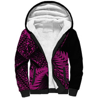 New Zealand Rugby Pacific Personalised Sherpa Hoodie All Pink Maori Pasifika Fern Pattern