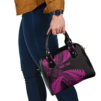 New Zealand Rugby Pacific Personalised Shoulder Handbag All Pink Maori Pasifika Fern Pattern