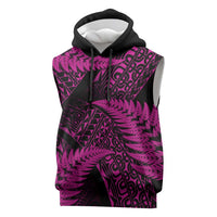 New Zealand Rugby Pacific Personalised Sleeveless Hoodie All Pink Maori Pasifika Fern Pattern - Polynesian Pride