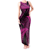 New Zealand Rugby Pacific Personalised Tank Maxi Dress All Pink Maori Pasifika Fern Pattern LT9 Women Pink - Polynesian Pride