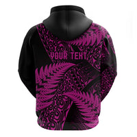 New Zealand Rugby Pacific Personalised Zip Hoodie All Pink Maori Pasifika Fern Pattern