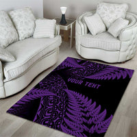 New Zealand Rugby Pacific Personalised Area Rug All Purple Maori Pasifika Fern Pattern