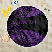 New Zealand Rugby Pacific Personalised Beach Blanket All Purple Maori Pasifika Fern Pattern