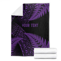 New Zealand Rugby Pacific Personalised Blanket All Purple Maori Pasifika Fern Pattern