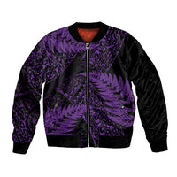 New Zealand Rugby Pacific Personalised Bomber Jacket All Purple Maori Pasifika Fern Pattern