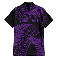 New Zealand Rugby Pacific Personalised Hawaiian Shirt All Purple Maori Pasifika Fern Pattern