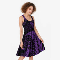 New Zealand Rugby Pacific Personalised Midi Dress All Purple Maori Pasifika Fern Pattern - Polynesian Pride
