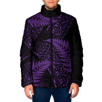 New Zealand Rugby Pacific Personalised Padded Jacket All Purple Maori Pasifika Fern Pattern - Polynesian Pride