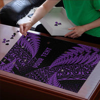 New Zealand Rugby Pacific Personalised Puzzle All Purple Maori Pasifika Fern Pattern - Polynesian Pride