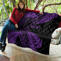 New Zealand Rugby Pacific Personalised Quilt All Purple Maori Pasifika Fern Pattern