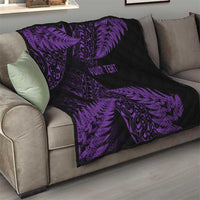 New Zealand Rugby Pacific Personalised Quilt All Purple Maori Pasifika Fern Pattern